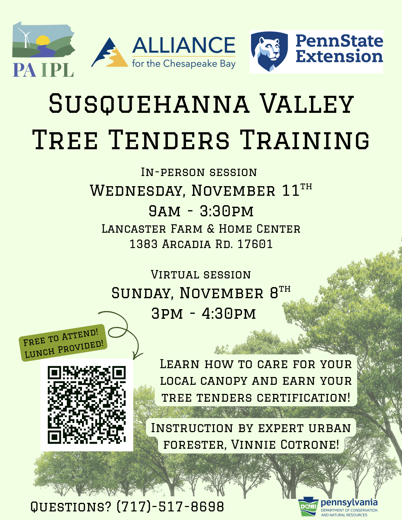 Flyer for Susquehanna Valley Tree Tenders Training